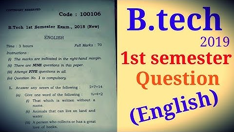 B.tech 1st semester English question(EE)//2019