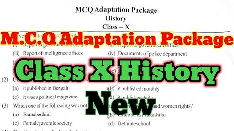 MCQ adaptation package solution class X History Wbbse SyllabusClass X history MCQ Adaptation Package