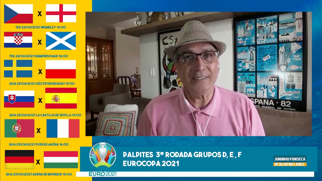 Palpites 3° Rodada Eurocopa 2021 Grupas D E F ⚽🏆