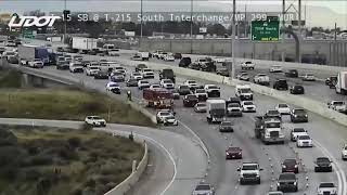 Traffic briefly stopped on northbound I-15 near I-215 interchange in Murray.