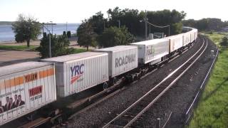 UP 8459 And BNSF 5456 Lead Intermodals @ Fort Madison, IA W Canon HF11