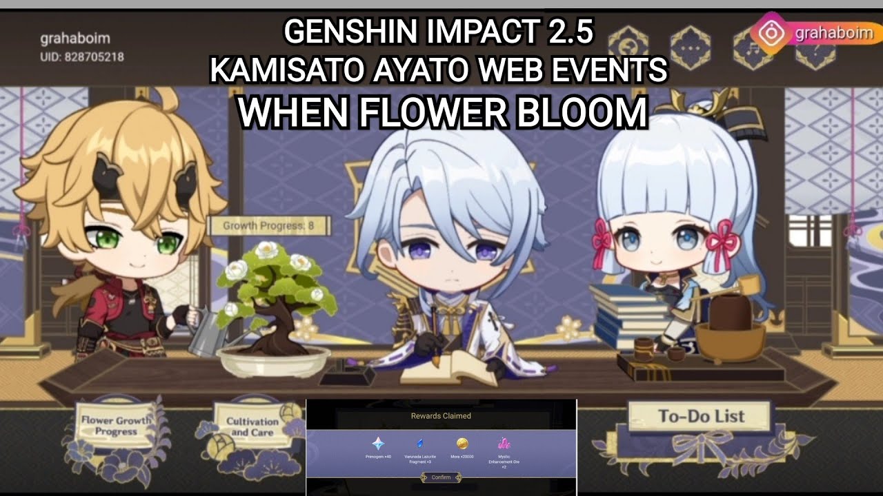 Genshin Impact 2.5 NEW  Events, Kamisato Ayato When Flower Bloom