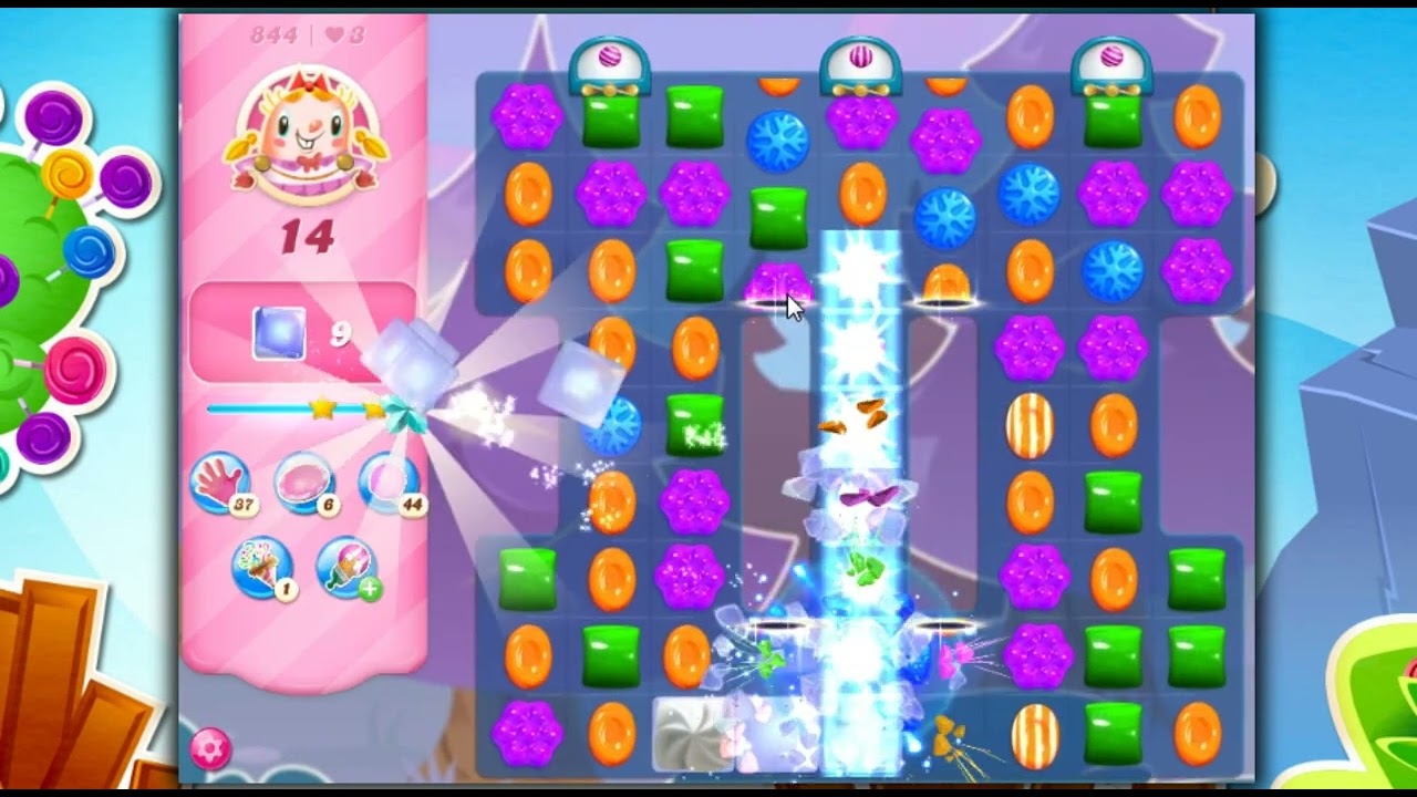 Candy Crush Saga Level 844 Sugar Stars, 9 Moves Completed