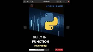 Python inbuilt(predefined) functions #57 #shorts - reversed()