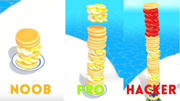 Noob vs pro vs Hacker - Pancake Run All levels Gameplay Trailer (IOS, Android)