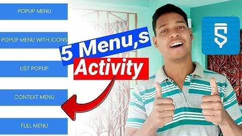 popup menu,popup menu with icon, list popup menu ,context menu, full menu Activity in sketchware