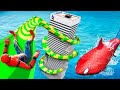 Gta 5 water slides  spidershark vs spiderman jumpsfails ragdolls  funny moments 3