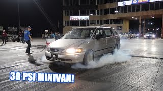 700Hp Soccer Mom Van goes to the TRACK!
