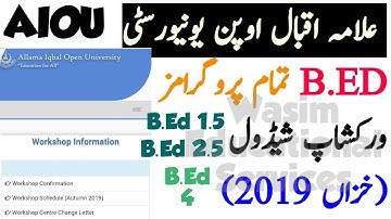 Aiou B.Ed Assignment Schedule Autumn 2019