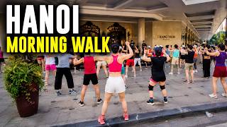 Vietnam POV Walk 4K | Hanoi Morning Walk Through Trang Tien Plaza & Local Exercise Groups Outdoors