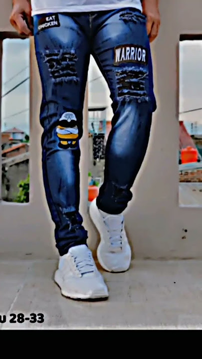 Celana Panjang Jeans Pria Emblem Biksu Sobek Ripped . order dikomenn