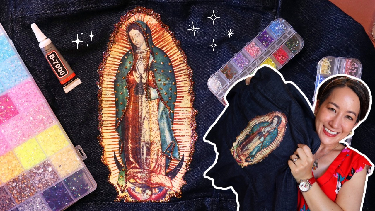 I Bedazzled Our Lady of Guadalupe on a Jean Jacket | Catholic Craft Tutorial