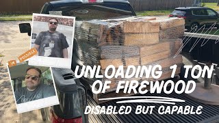 Unloading 1/2 Cord of Firewood | Strength through Adversity - How I Deal | #crohnsdisease