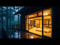 🔴 Japanese Cozy Cabin Bedroom | Rain Sounds &amp; Misty Pine Forest Ambience at Night