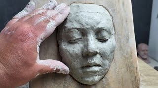Sculpting a Human Face Bas-Relief from Natural Clay