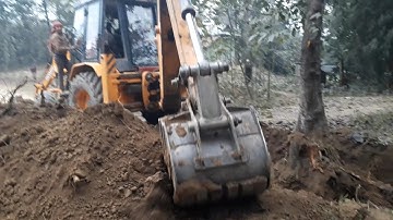 Amazing!!ESCORTS TLB pulling out Root of a Tree-JCB Video