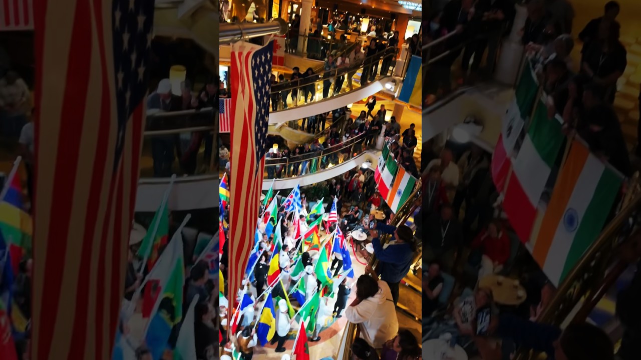 A cruise ship crew goodbye on the Ruby Princess. 