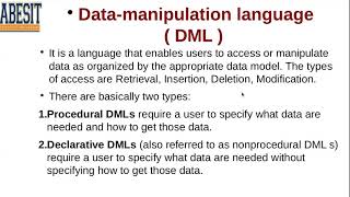 DBMS L3- Schema architecture, Data independence, languages and interfaces
