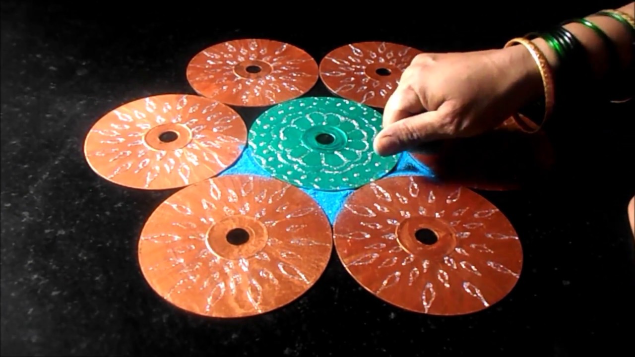 Easy rangoli designs for New Year | creative rangoli ideas with cd ...