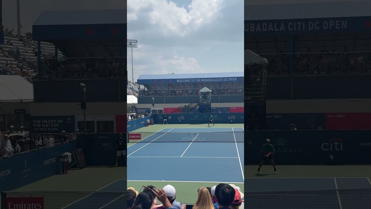 Gael Monfils tries down the line shot 