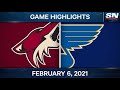 NHL Highlights | Coyotes vs. Blues – Feb. 6, 2021
