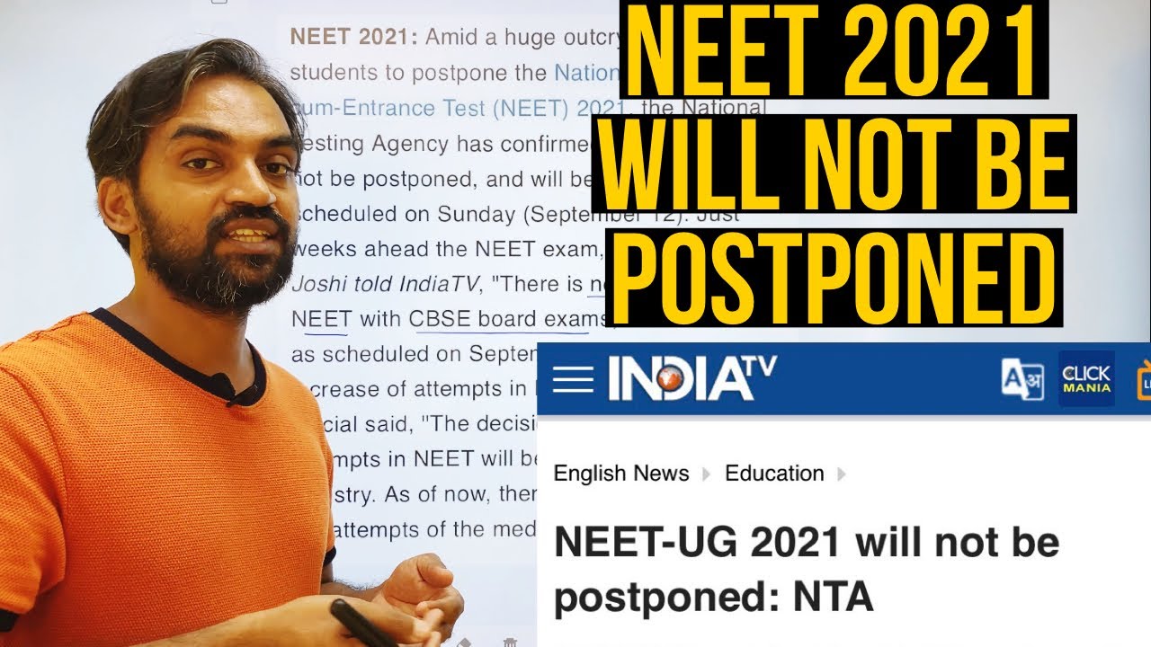 NEET will not be postponed | NEET Exam 2021 latest news