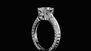 1 2/3 CTW Oval Cut Diamond Milgrain Fashion Engagement Ring in 14K White Gold