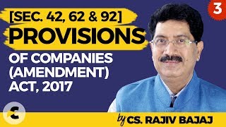 Provisions of Companies Amendment Act 2017 Sec 42 62 92