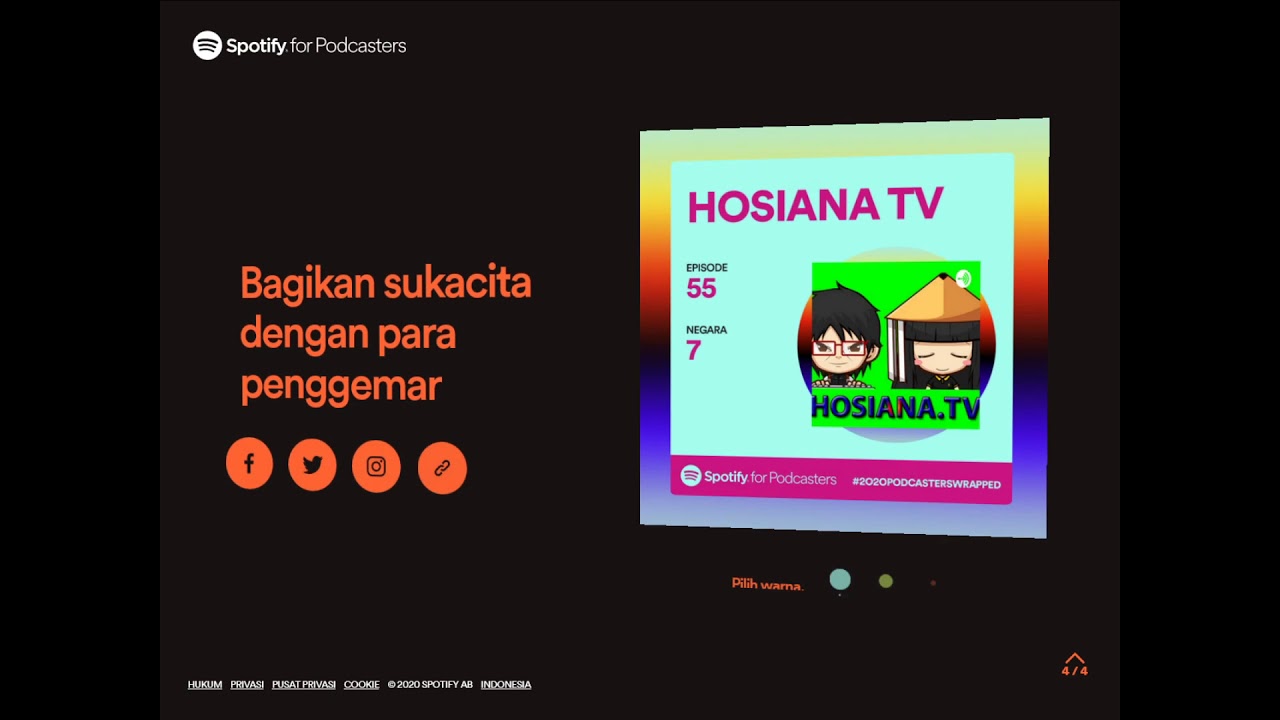 penghargaan dari spotify atas kerja keras creator hosiana tv