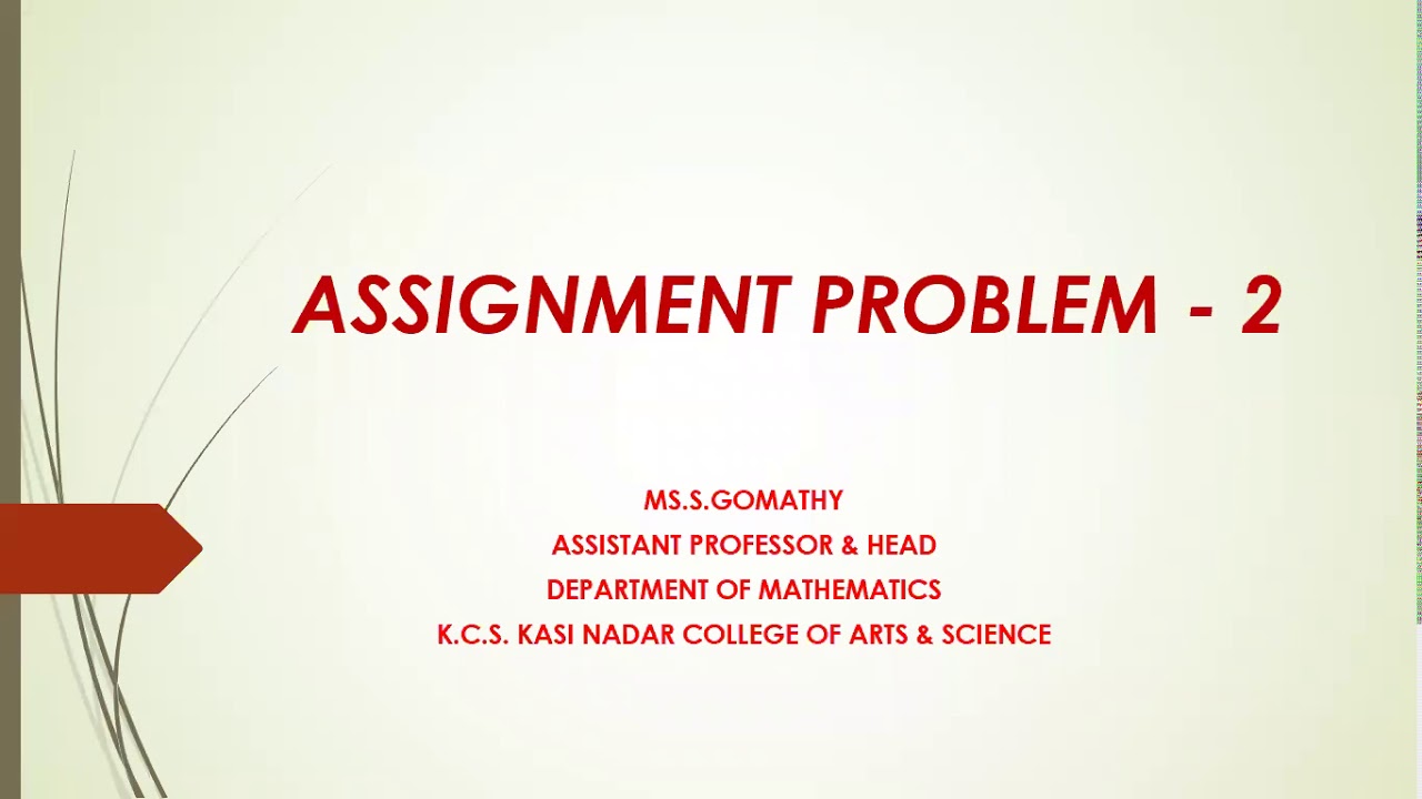 assignment problem in resources