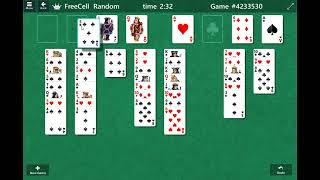 FreeCell Solitaire gameplay walkthrough