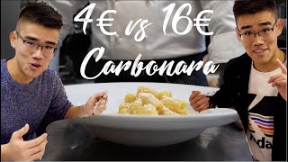 4€ Carbonara Pasta Vs. 16€ Carbonara Pasta in Rome, Italy