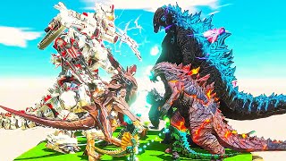 Legendary Godzilla Size Team Nuclear Godzilla vs Mechagodzilla Team - Animal Revolt Battle Simulator