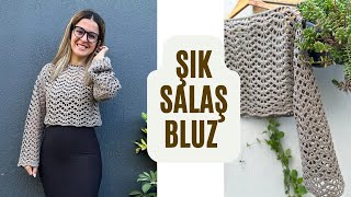 GÖRENLER ÇOK SEVDİ 😍 ŞIK SALAŞ DÖKÜMLÜ KOLAY BLUZ YAPIYORUZ #crochet