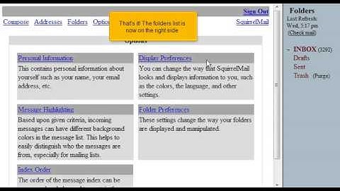 How to modify folder preferences in SquirrelMail