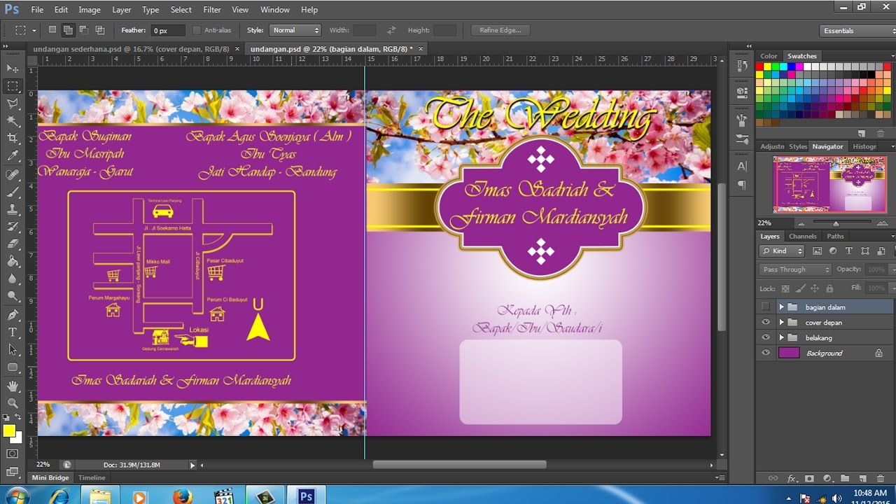  cara  desain  surat undangan  elegan efek bunga YouTube