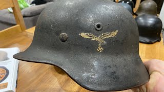 German WW2 Helmet - M40 EF66 Luftwaffe Named Helmet