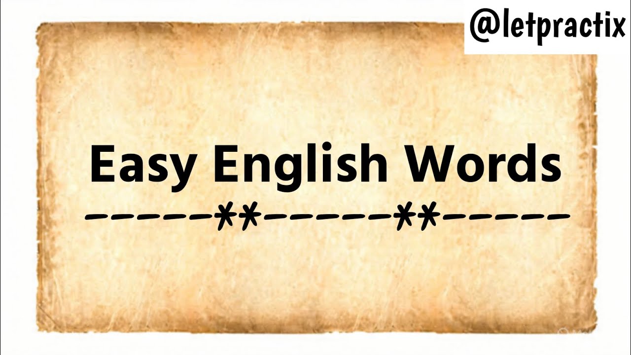 Easy English Words | 