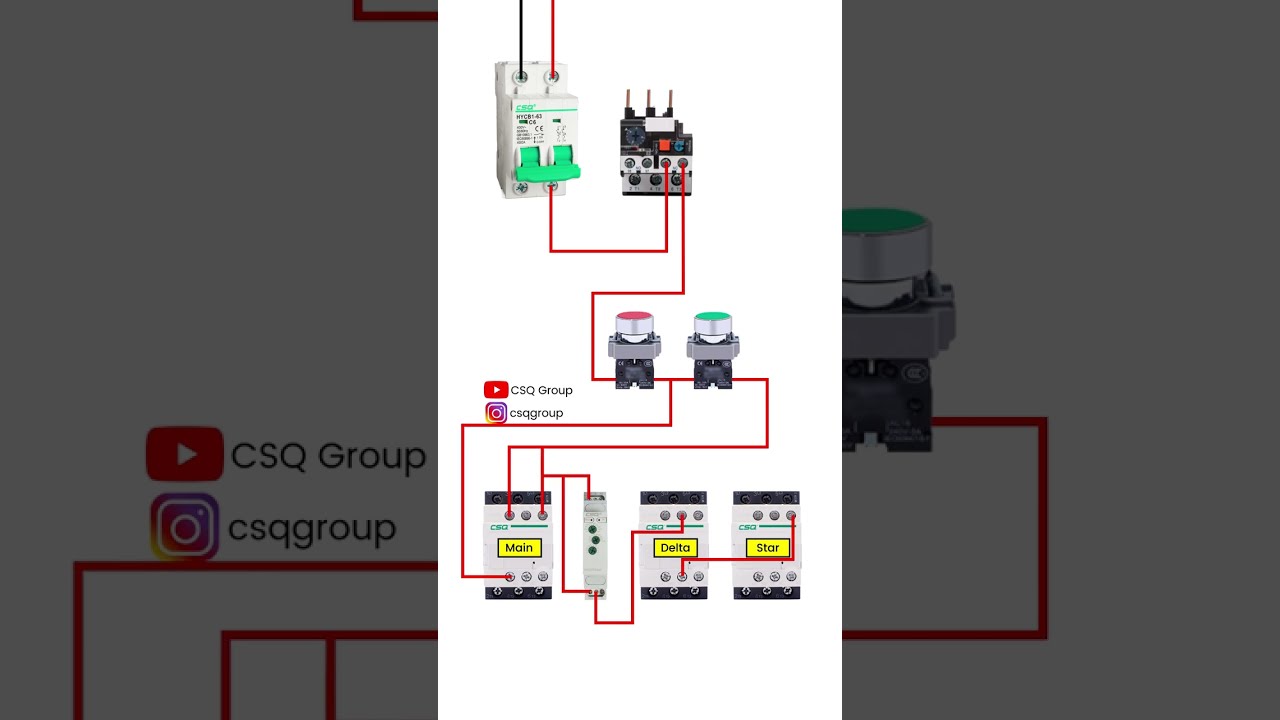 CSQ Star Delta Control Wiring MCB TIME RELAY CONTACTOR THERMAL