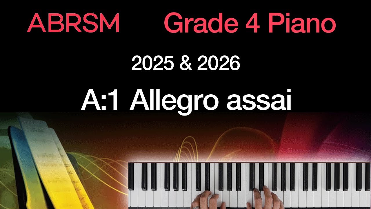 Allegro assai / ABRSM Grade 4 Piano 2025 & 2026, A:1 / Synthesia Piano tutorial + Slow Version