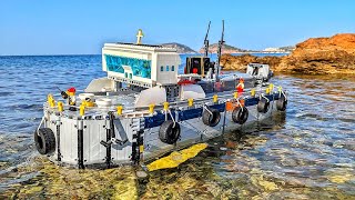 LEGO Technic RC boat explores sunken airplane and encounters sea turtle!