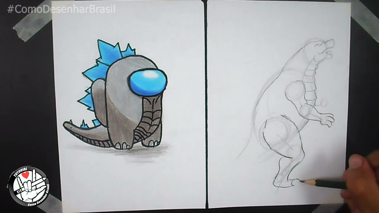 How to Draw Godzilla Drawing Among Us - YouTube