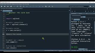 Sqlite database query the database with python programming