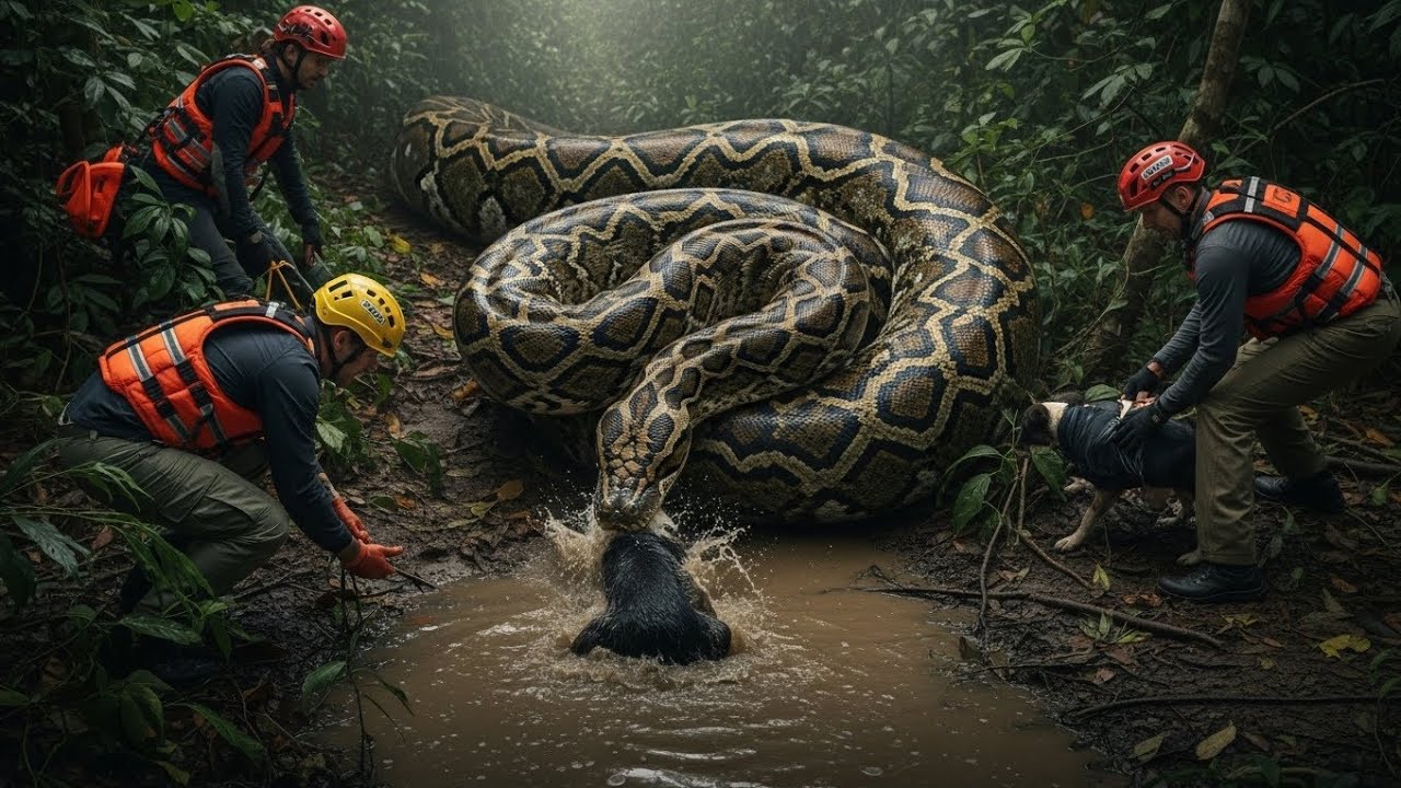 Dog Trapped by Giant Python in Jungle — Rescue Team Rushes In - YouTube