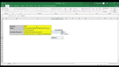 PMT Formula in MS - Excel (Calculate EMI)