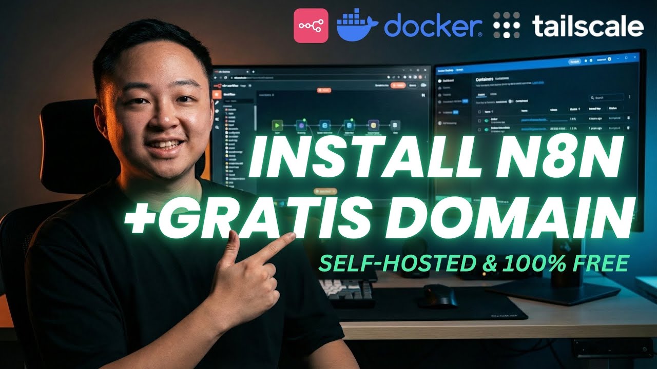 Tutorial Install n8n Self-Hosted Local + Domain Publik Gratis Docker & Tailscale Guide Pemula