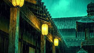 Stormy Rain Cascading from Wooden Rafters | Deep Night Lantern ASMR