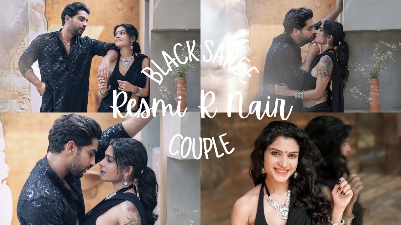 Resmi R Nair Romantic Couple Shoot In Black Saree | रेसमी आर नायर की ...