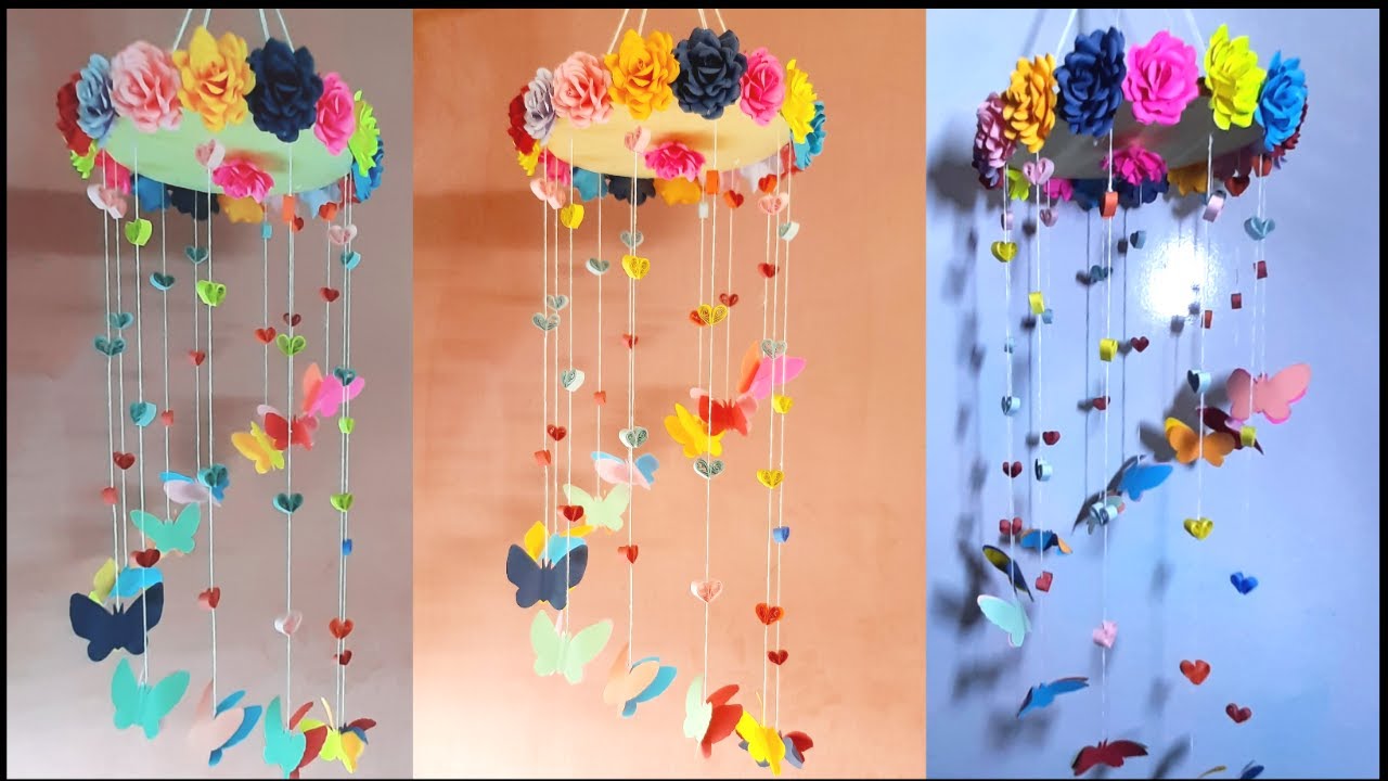 Paper Rose Flower Wall Hanging Quick Easy wall hanging Room Decor