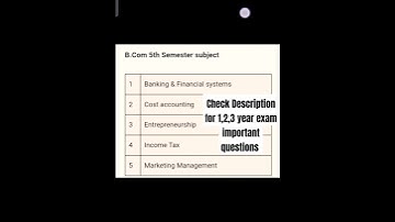 B.Com 5th Semester subject 2023📒| Bcom 3 year subjects in hindi 2023 |Subjects in Bcom Semester 5